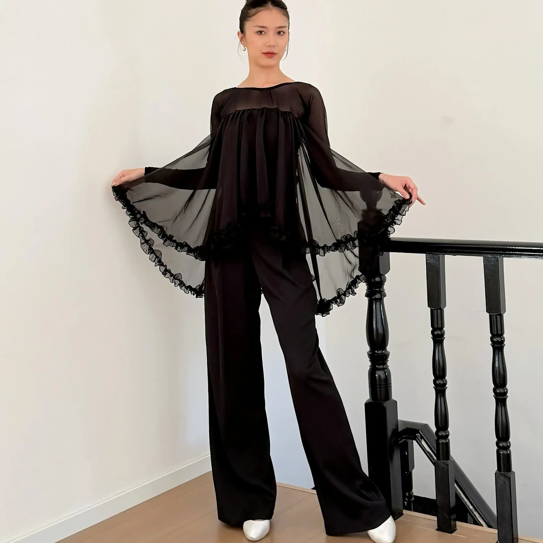 DMDANCEWEAR高级定制｜月亮国标舞姐姐优雅显瘦修身上衣