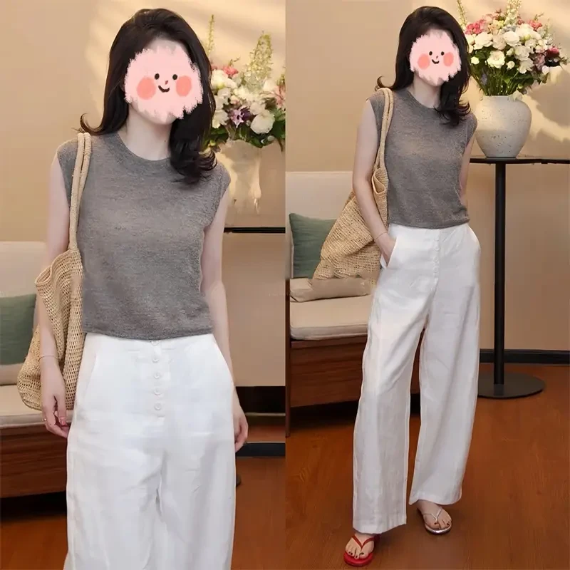 2025夏季新款欧货时髦针织衫上衣+裤子两件套时尚洋气减龄穿搭女