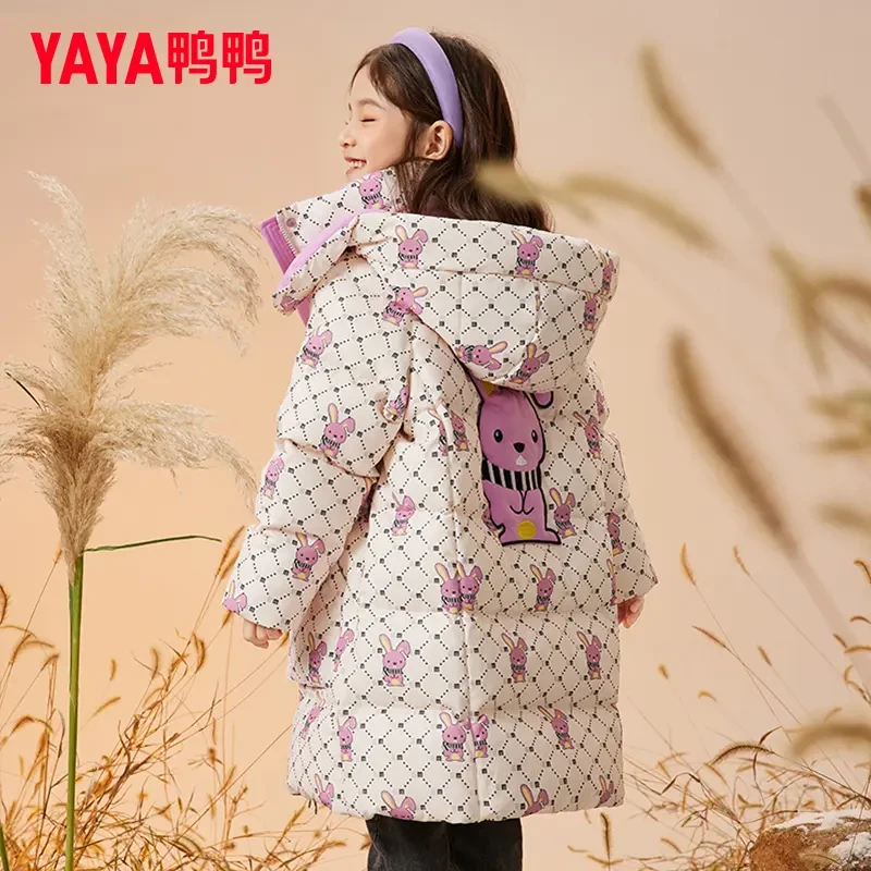 YAYA/鸭鸭儿童羽绒保暖服中大童中长款厚款儿童卡通反季外套儿童