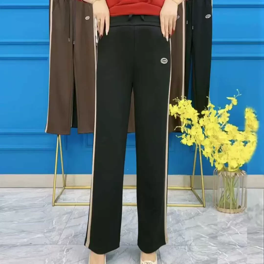 秋季2024时尚中年妈妈装休闲百搭长裤修身宽松抽绳运动休闲裤厚款