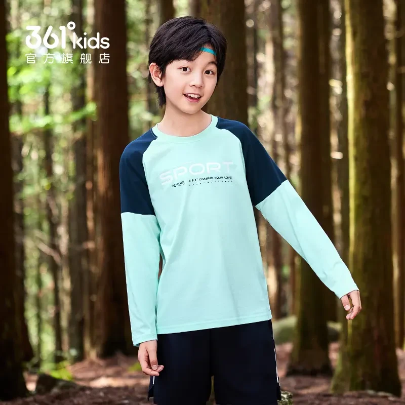 361°kids童装男童长袖T恤2025春秋新款纯棉运动中大童儿童卫衣