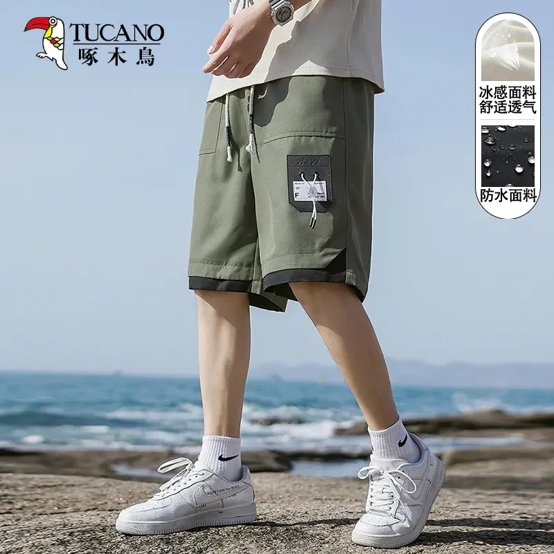 啄木鸟新款时尚简约速干透气宽松运动休闲五分短裤男士夏季百搭