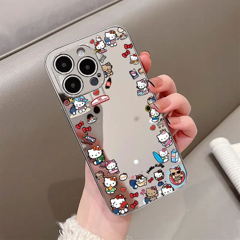 镜子KT猫镜面壳适用于苹果华为vivo小米oppo防摔女新款手机壳可爱