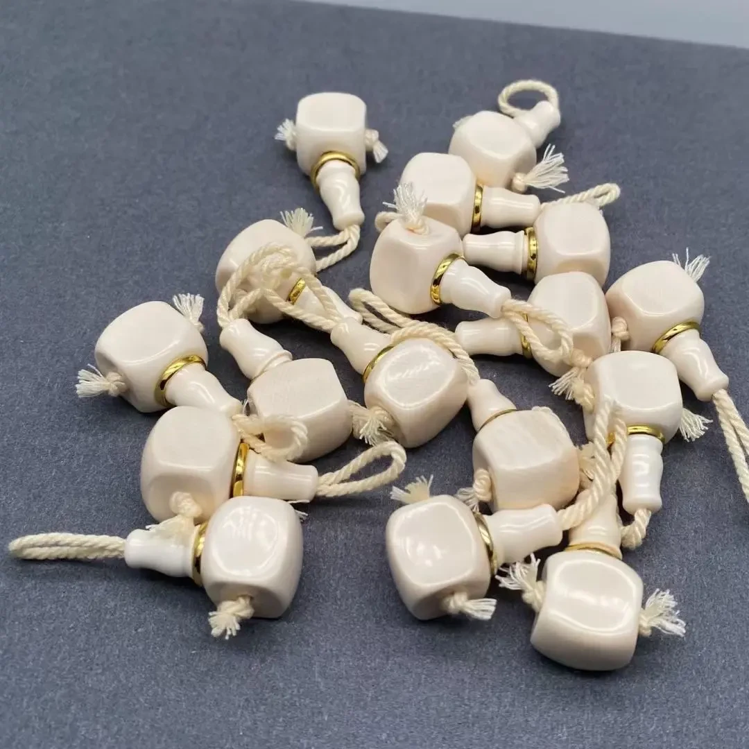 天然保真猛犸象牙方块三通，多样性百搭DIY文玩配饰