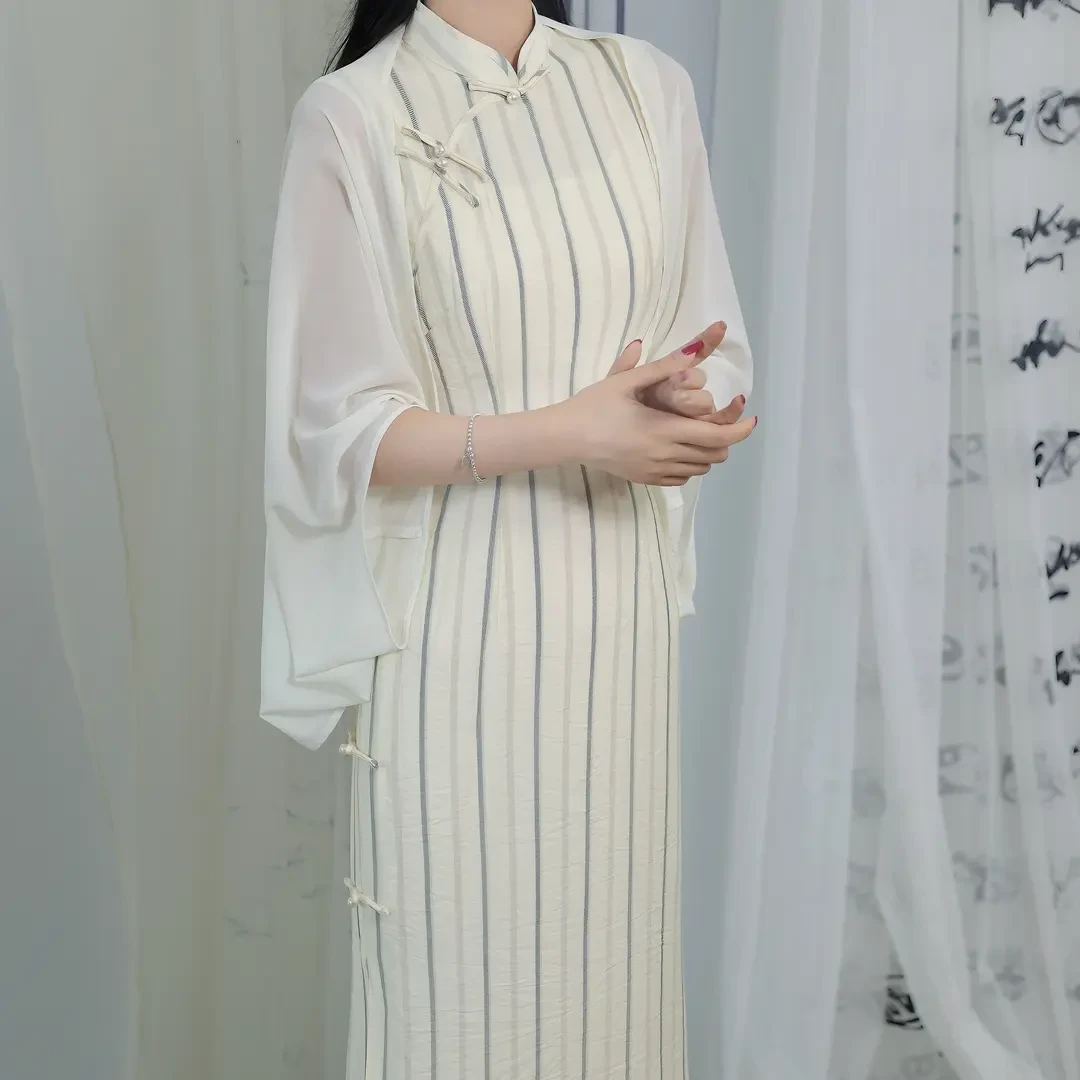 丝滑飘逸开衫搭配旗袍裙子春夏文艺淑女日常防晒百搭气质宽松披肩