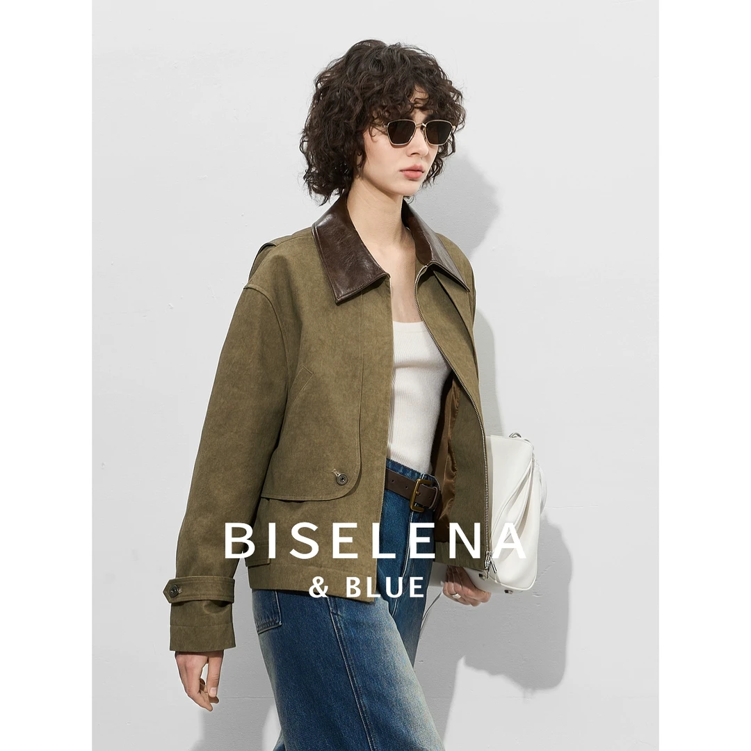 158G[秀场同款]贝茜妮宽松pu皮夹克外套女春新款设计感气质