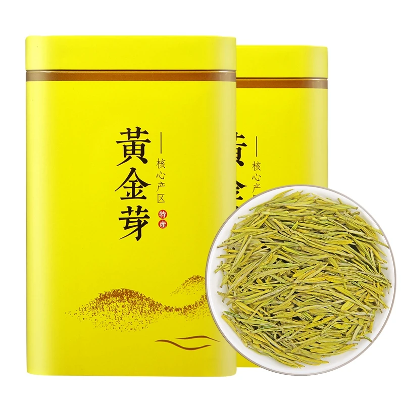 正宗黄金芽茶叶2025年新茶雨前特级安吉茶树白茶绿茶500g礼盒罐装