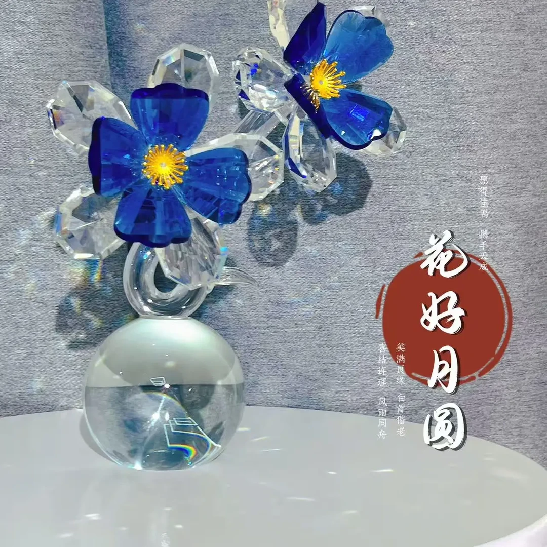 水晶兰花创意客厅卧室桌面家居装饰品