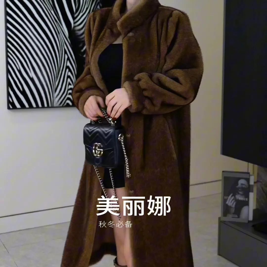 中古环保皮草外套女2025冬新款高端奢华小个子貂皮大衣长款仿真貂