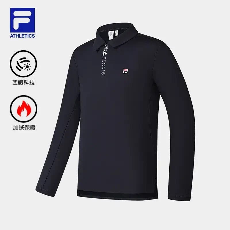 FILA/斐乐男子【弹力长袖POLO衫】春秋新款针织亲肤内搭A11M513218F