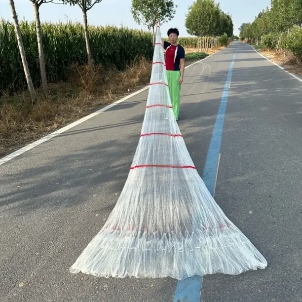 一指4米半机织大力马横片拼接直径7米全网9斤铅坠子一开到顶