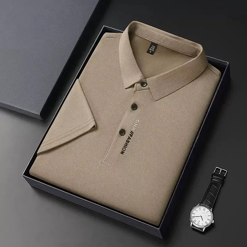 【新款上市】高档男短袖双LOGO印花冰丝POLO衫夏季潮流百搭不闷热