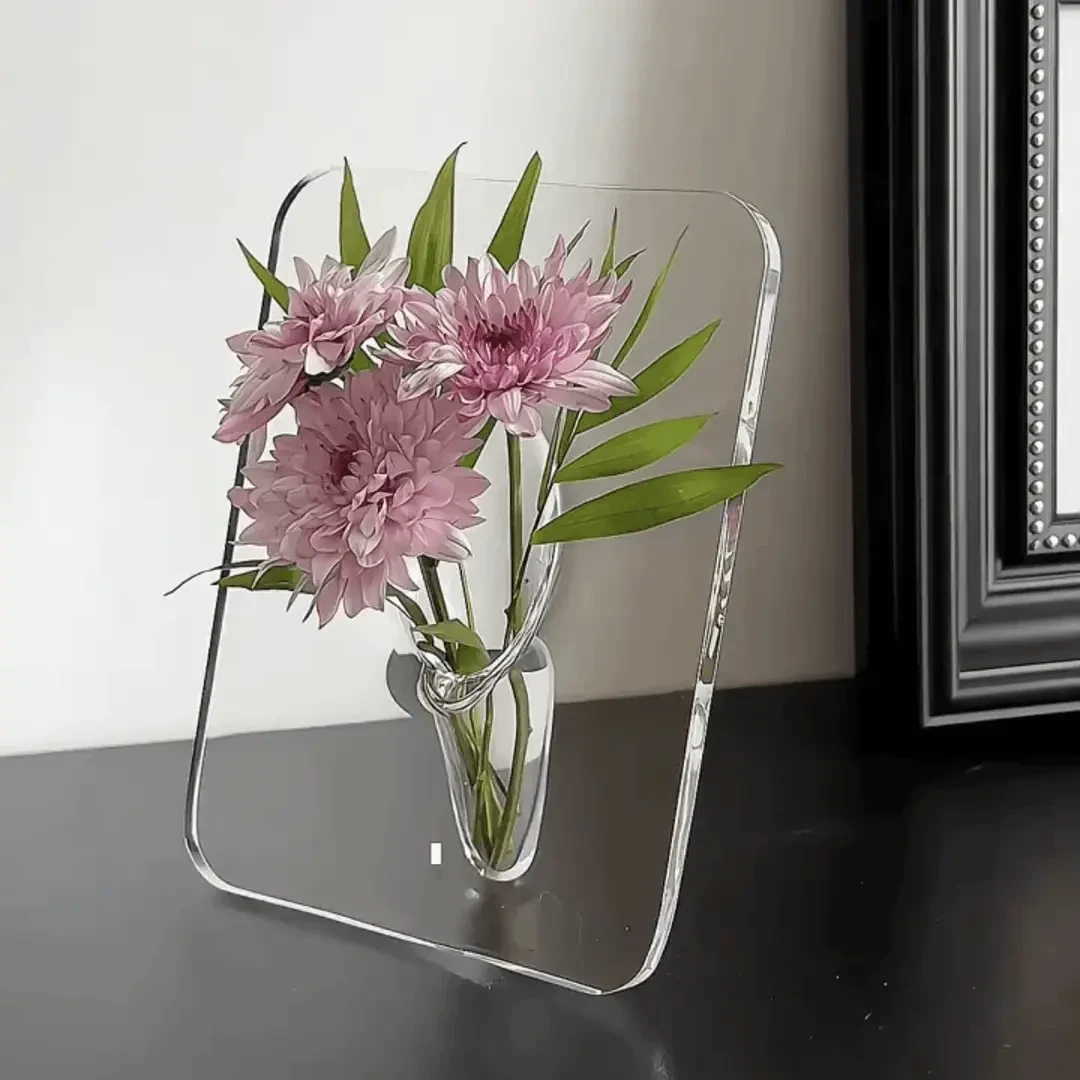 透明亚克力摆件花瓶插花艺术ins花瓶轻奢创意相框复古ins风花瓶