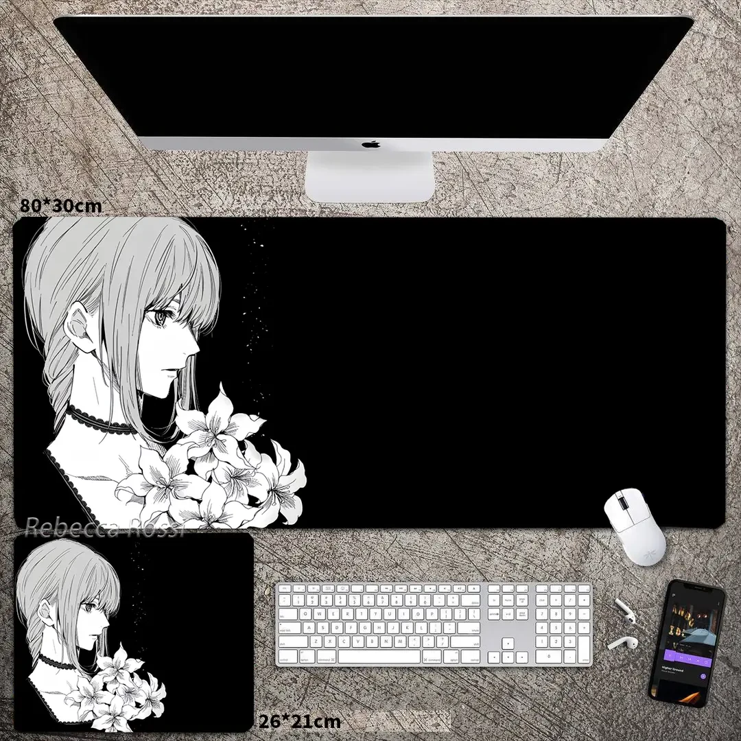 动漫电锯人鼠标垫超大号玛奇玛电竞游戏防滑键盘垫学生办公书桌垫