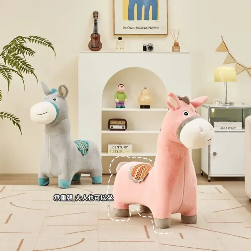 创意动物坐骑小毛驴卡通换鞋凳儿童休闲坐凳网红款客厅玩偶大摆件