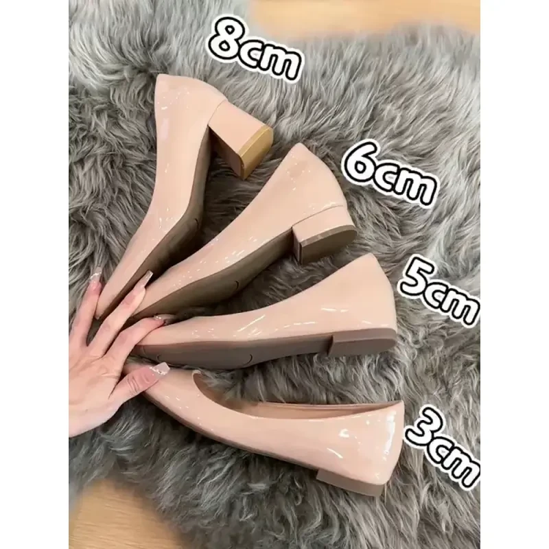 真皮裸色内增高尖头单鞋女春夏浅口露趾缝百搭软底工作通勤高跟鞋