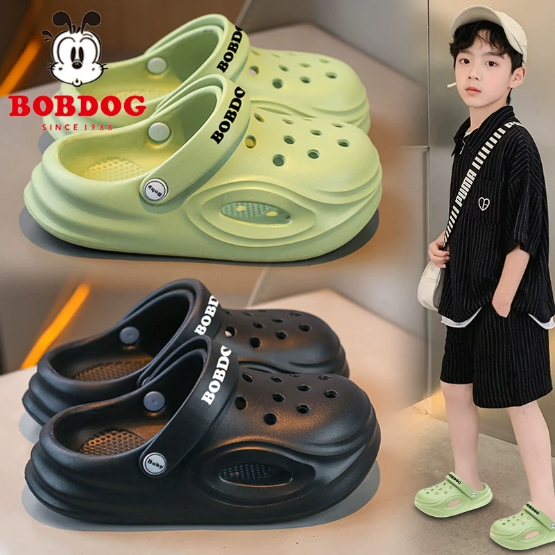巴布豆儿童拖鞋男童包头凉拖夏季小孩防水防滑两穿洞洞鞋男孩外穿