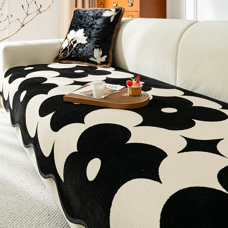 现代轻奢异形沙发垫四季通用防滑高档雪尼尔不规则沙发坐垫靠背巾