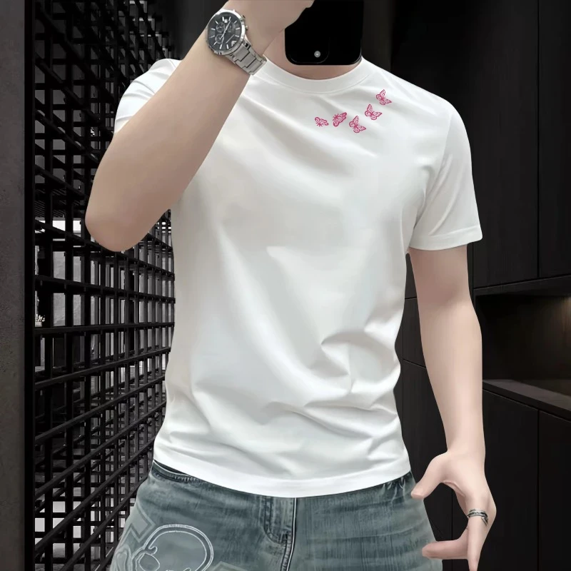 短袖男款爆款2025新款T恤男士修身时尚凉感圆领潮流半袖T