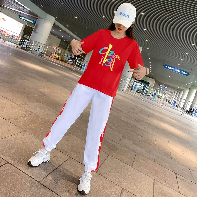 跳舞的杨丽萍广场舞服装新款舞蹈服户外休闲运动服套装女夏季薄款