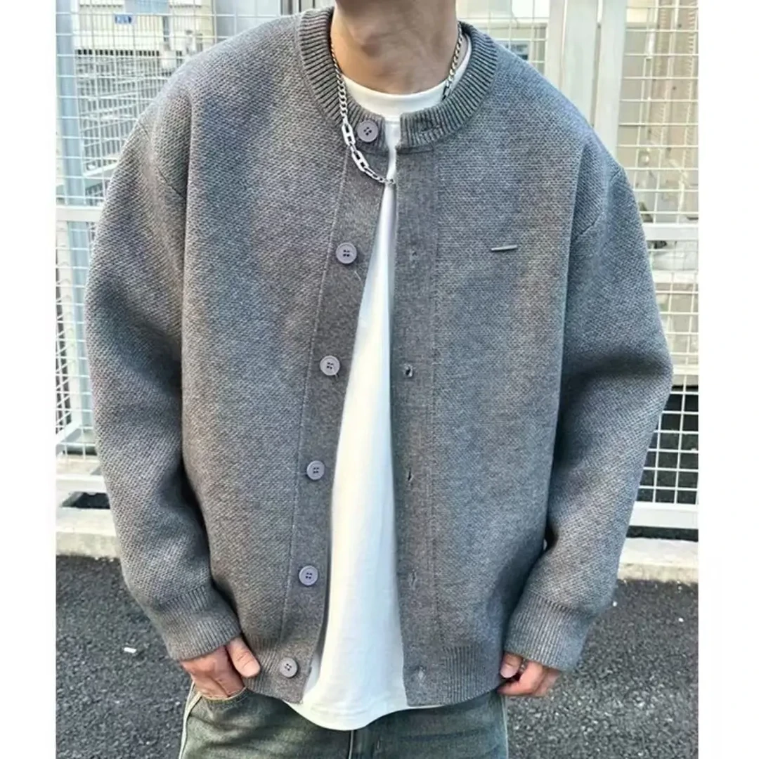纯色毛衣针织衫奢潮加厚针织开衫潮流休闲男士ins韩版开衫