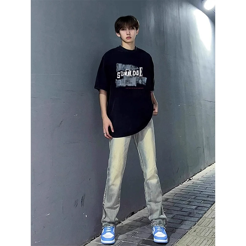 美式复古短袖t恤男夏季潮牌重磅tee纯棉半袖宽松痞帅炸街半袖上衣