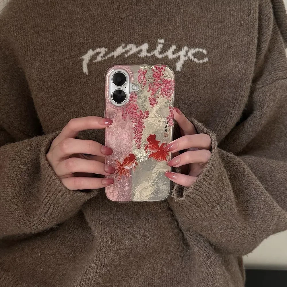 喜庆锦鲤好运中国红新中式16pro手机壳15/14/13软壳12/11全包xmax