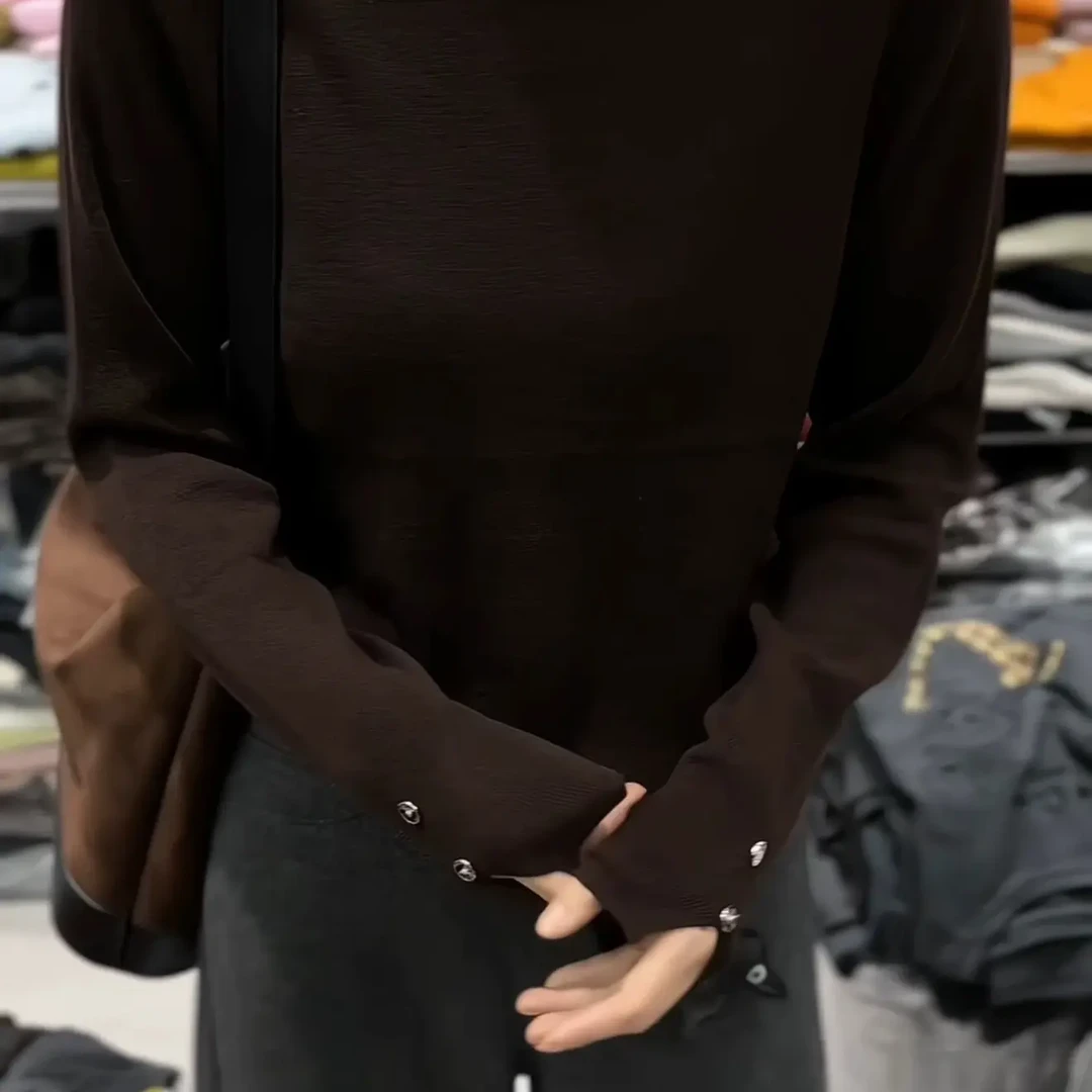 半高领长袖针织衫女秋冬修身显瘦软糯内搭百搭打底毛衣上衣