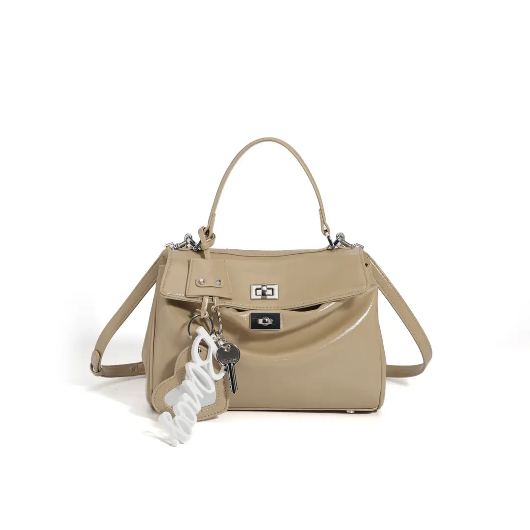 【高端定制】轻奢时尚手提凯莉包休闲简多隔层通勤大容量YT-7054杏