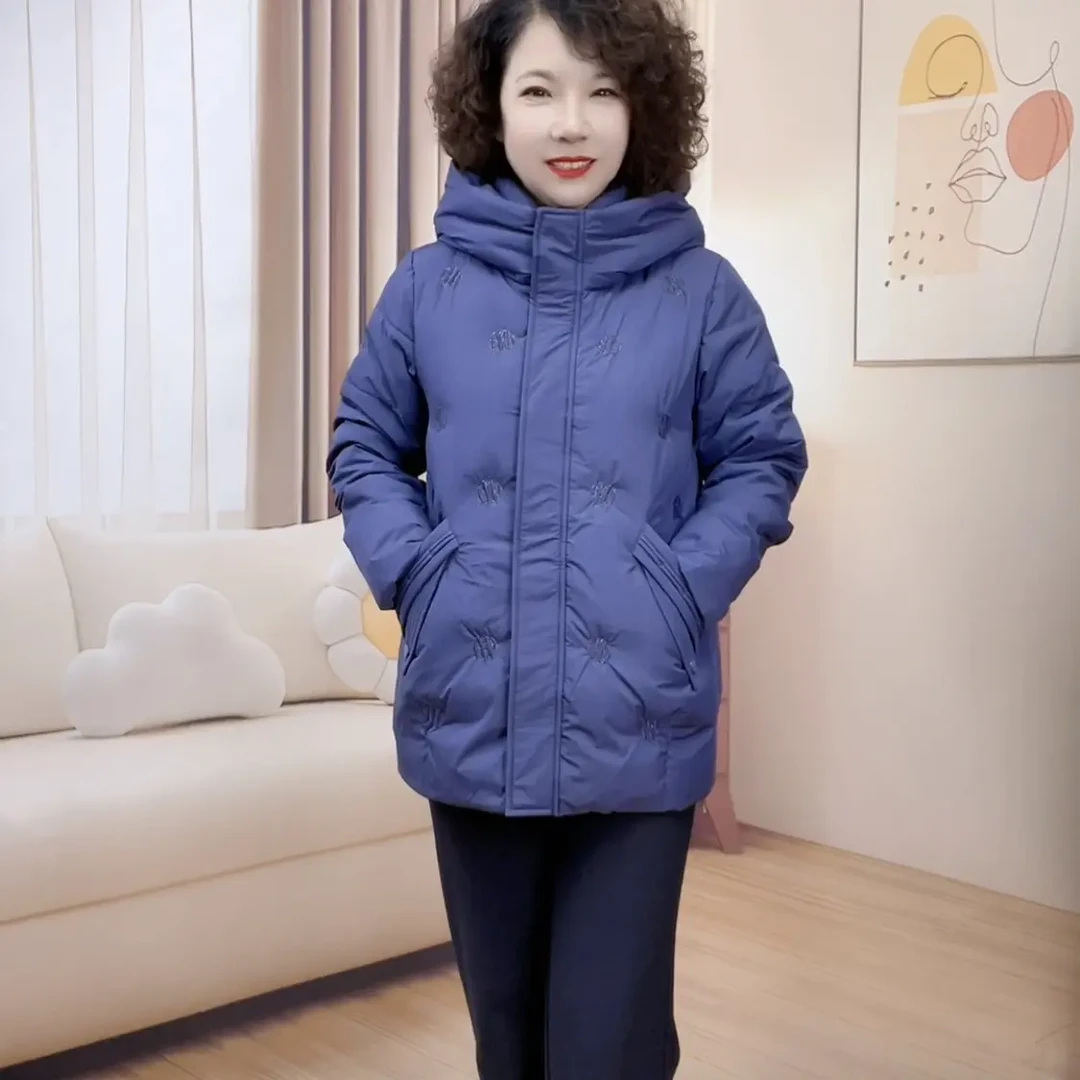 8911新款冬优雅妈妈高品质刺绣宽松羽绒服