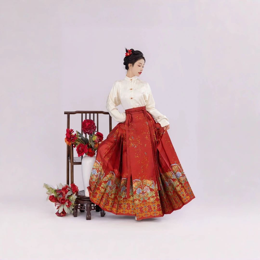 【繁花】织金仿妆花重工日常马面裙中国风汉元素