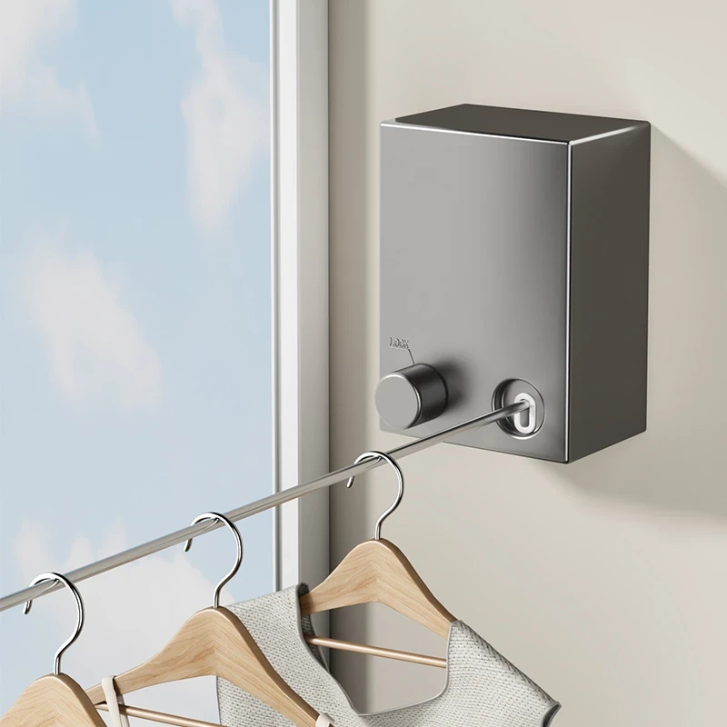 隐形晾衣绳室内免打孔收缩钢丝晾衣架卫生间阳台伸缩挂晒衣服神器