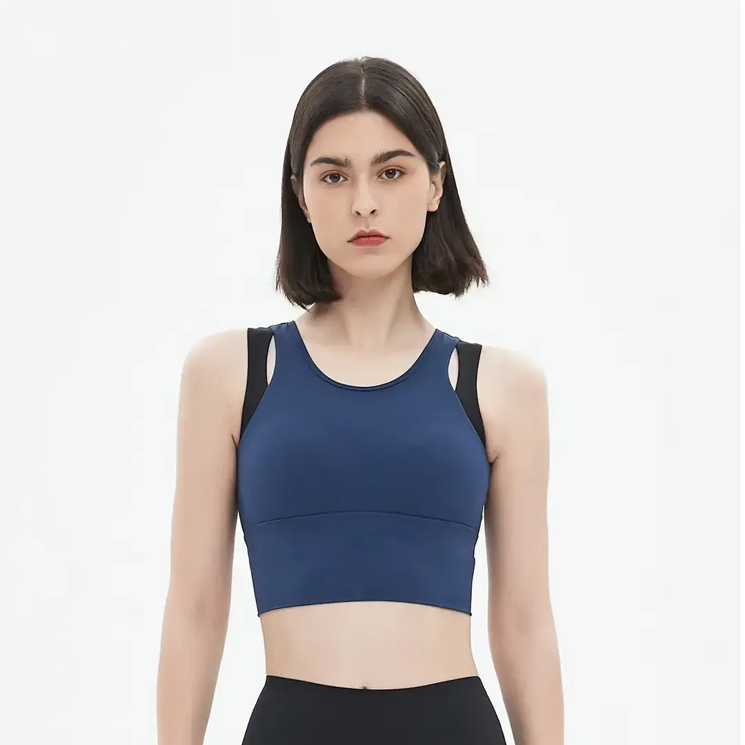 撞色大码防震瑜伽跑步运动内衣固定杯-Z-24-8
