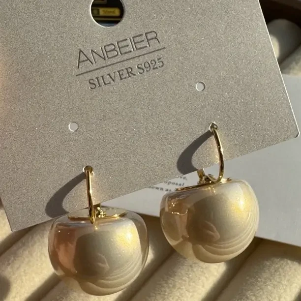 铜合金耳饰 铜合金珠珠耳饰 复古港风小众高级感气质耳扣