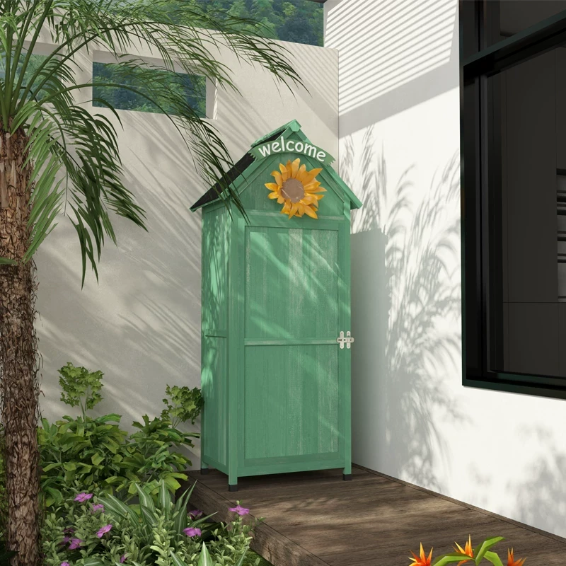 户外储物柜庭院工具房防水防嗮实木收纳柜园艺杂物箱大容量储物柜