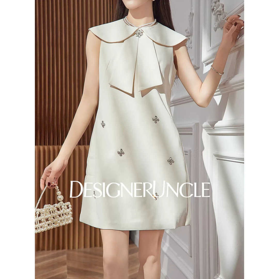 DGU | 白色连衣裙miu里miu气娃娃领气质高级感轻奢小个子吊带裙女