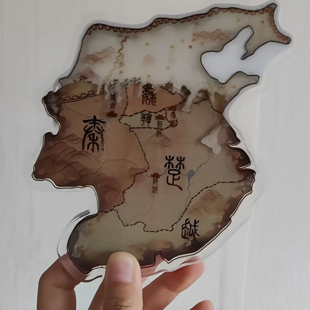 秦灭六国周边地图亚克力精美流麻砖装饰桌面摆件装饰送朋友礼物
