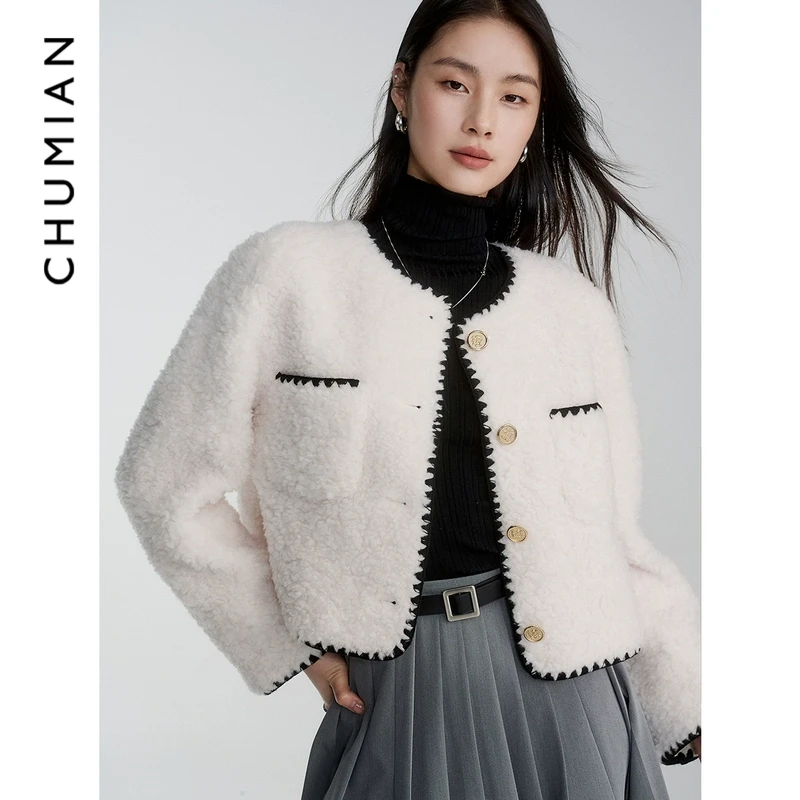 棉仓333666016-【特】全羊毛颗粒绒羊羔绒小香风短毛呢