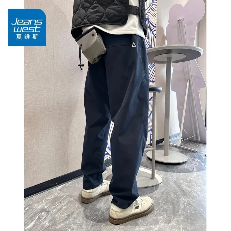 Jeanswest/真维斯男款春夏机能宽松锥形休闲裤潮流美式工装直筒裤