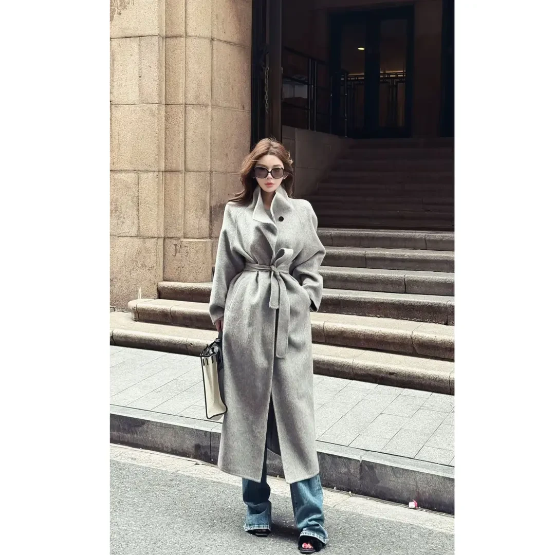 媛媛 【外套老克勤】羊毛羊绒长款时尚百搭厚实大衣外套#DY0158