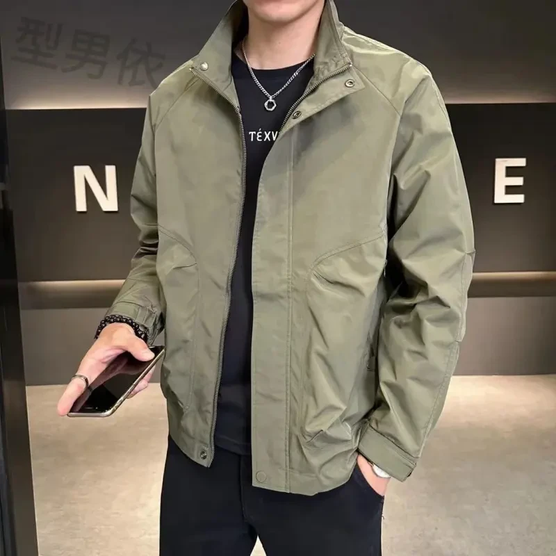 春秋季新款男士夹克外套休闲百搭立领时尚修身潮流韩版户外运动