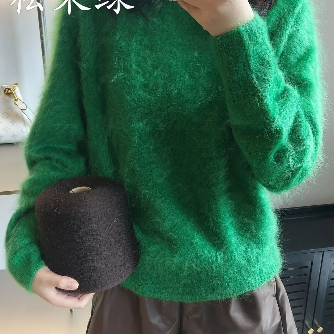 纯色厚款圆领女针织羊毛拉绒百纯云台洪叶专卖店