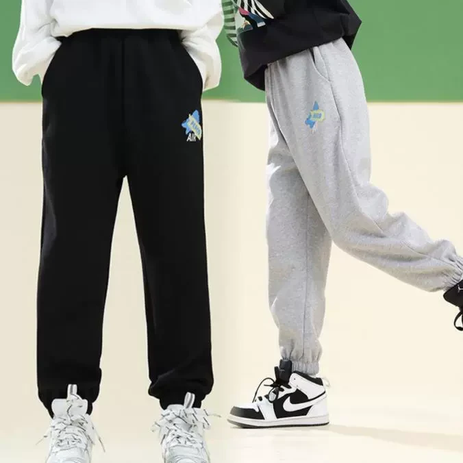 110-160码橙子家儿童裤子春秋男女童AIR童趣印花舒适休闲卫裤