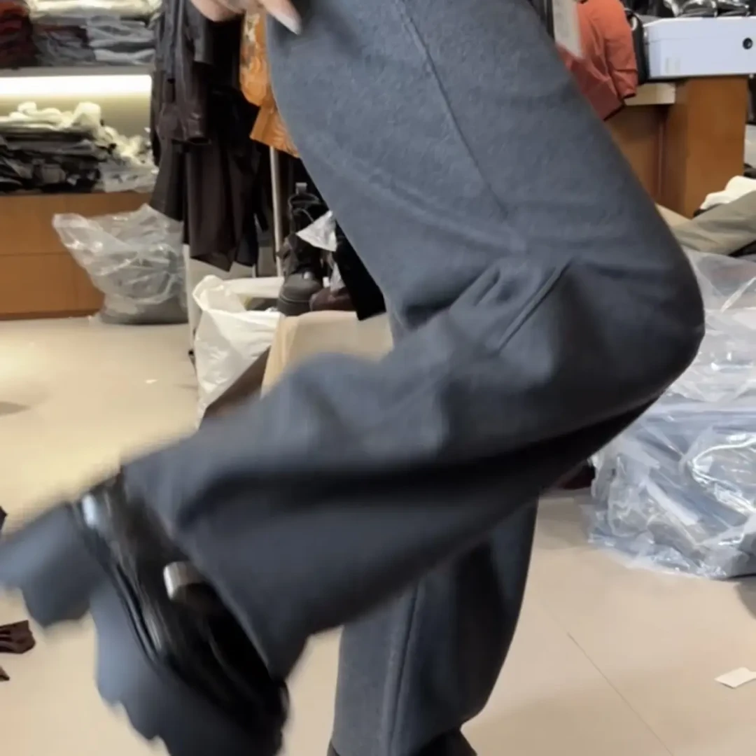 《传奇大牌直筒裤》新款118抽绳高腰直筒裤宽松百搭休闲长裤保暖