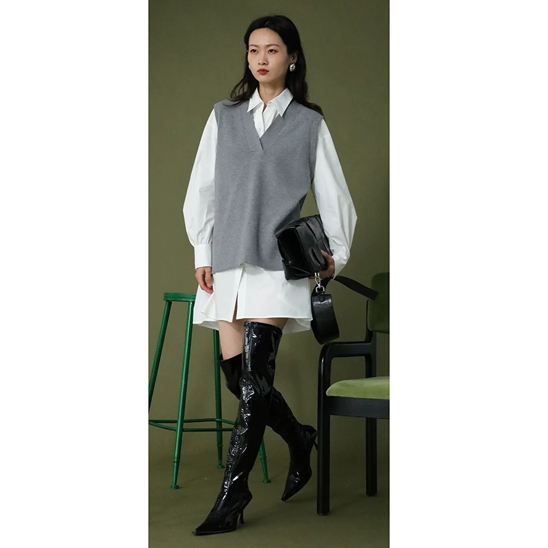 【艾尔】复古港风两件套显瘦气质连衣裙2025春季新款专柜撤柜女装