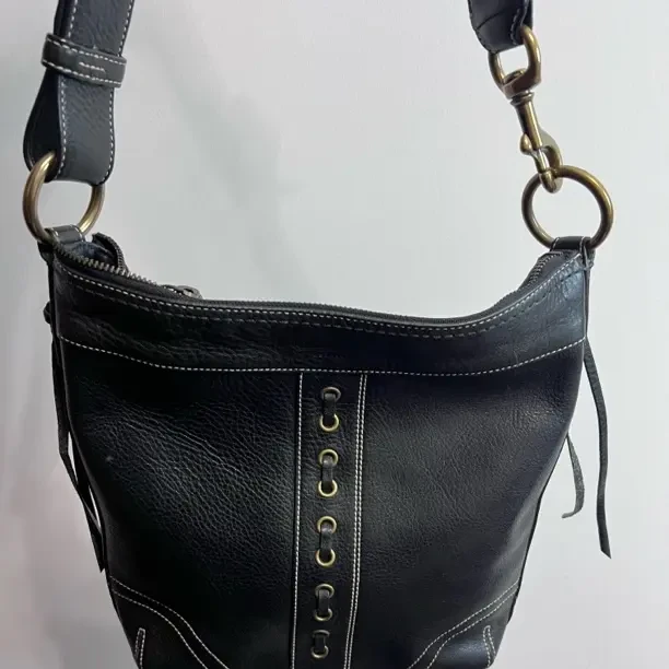 女士复古小众设计百搭斜挎手提头层植鞣牛皮水桶包