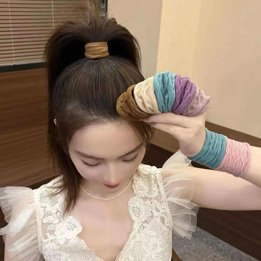 升级版提花系列超柔软高弹耐用面膜肌肤感发圈韩版超宽发绳