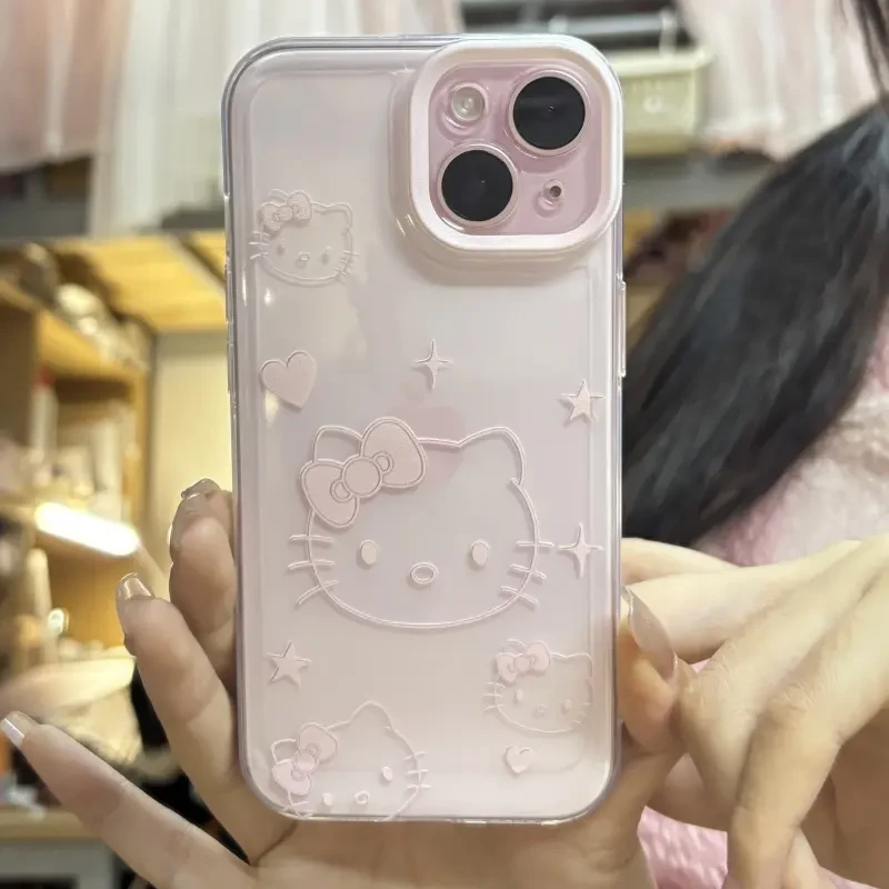 粉爱心kt头像适用iPhone16苹果15手机壳14promax女13防摔12简约11