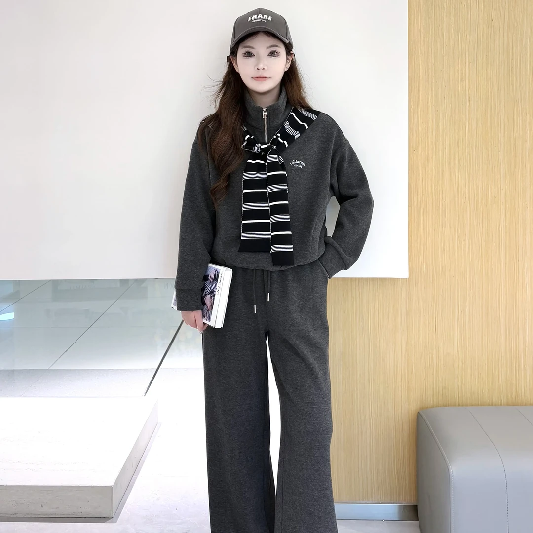 休闲风时尚套装裤子中式复古时尚开衫秋季披肩卫衣女运动两件套