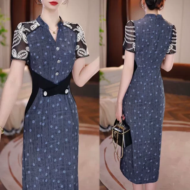 气质时尚轻奢女人味显瘦打底裙2025夏季新款时髦洋气设计波点裙子